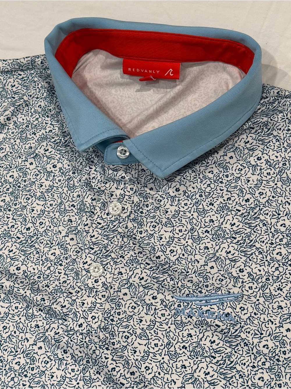 Redvanly X Makena Golf Club Mens Performance Golf Polo Shirt 2XL Floral Blue